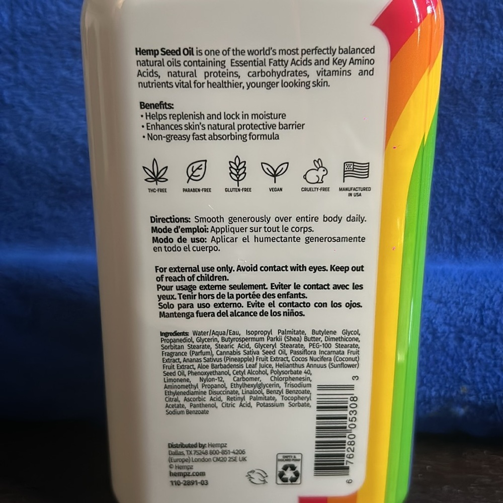 NEW LMTD EDITION HEMPZ 17oz 🌈 PRIDE LOVE Moisturizer - Picture 3 of 3